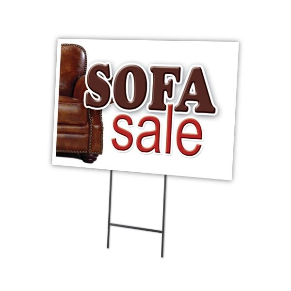 Sofa Sale Yard Sign & Stake outdoor plastic coroplast window, C-1216-DS-Sofa Sale